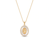 Gold Mary Oval Pendant Necklace