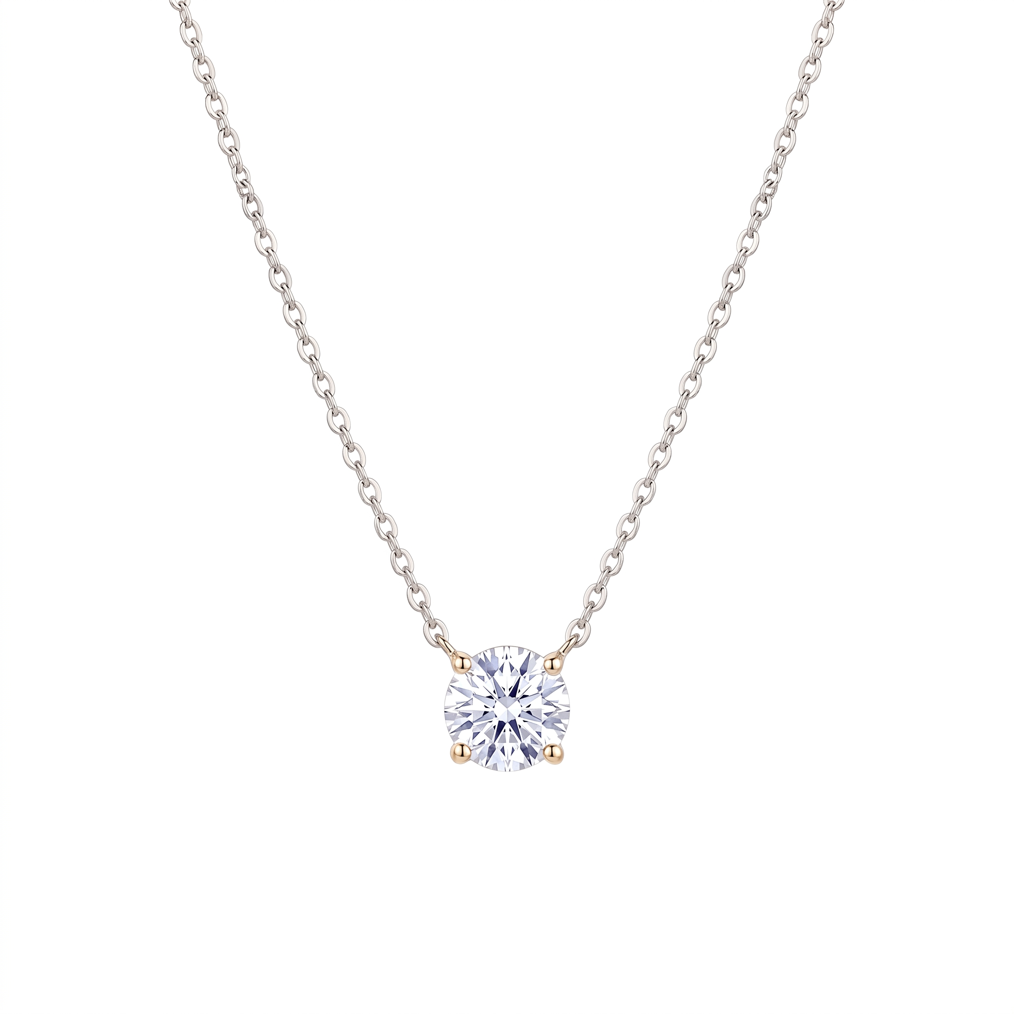 Sterling Silver 18K Gold Plated Zircon Necklace