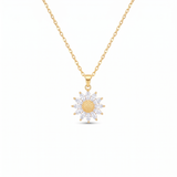 Gold Sunflower Crystal Pendant Necklace
